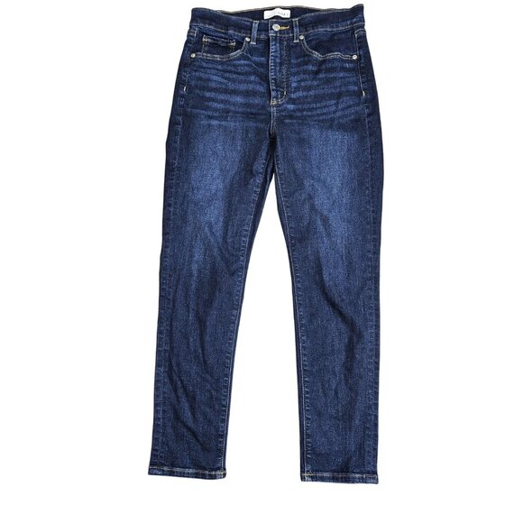 LOFT Jeans Womens 6 Blue Mid Rise Super Skinny Dark Wash Stretch Denim Pants - Picture 1 of 11